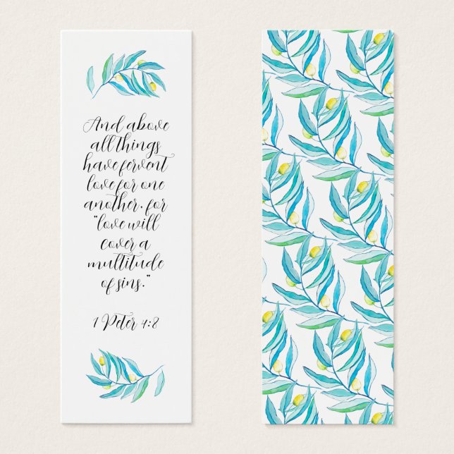 Rustic Modern Religious Bible Mint Citrus Bookmark (Front & Back)
