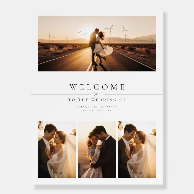 Rustic Modern Romantic Photo Wedding Welcome Sign (Front)