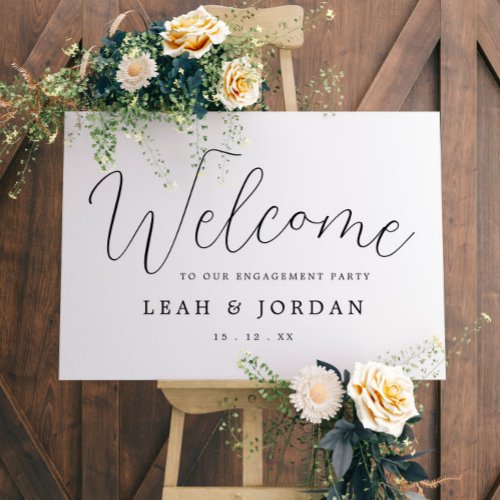 Rustic Modern Script Engagement Party Welcome Sign