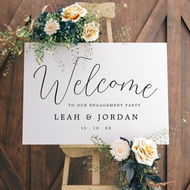 Rustic Modern Script Engagement Party Welcome Sign (Creator Uploaded)