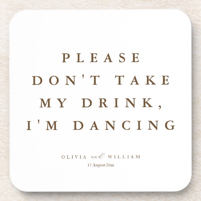 Rustic Modern Script Personalized Wedding  Beverage Coaster (Front)