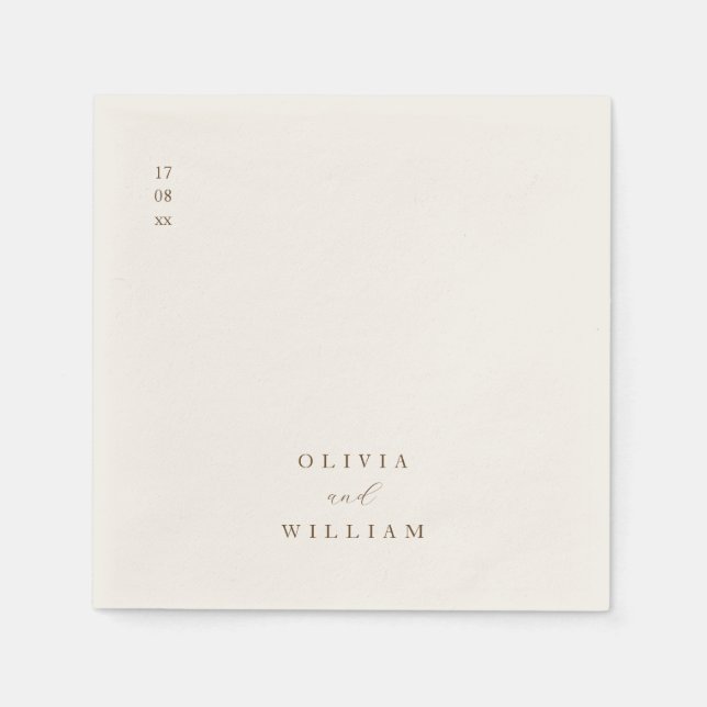Rustic Modern Script Personalized Wedding Cocktail Napkins (Front)