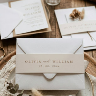 Rustic Modern Script Personalized Wedding Invitation Belly Band