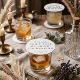 Rustic Modern Script Personalized Wedding Round Paper Coaster