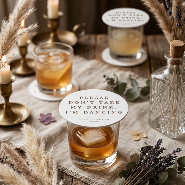 Rustic Modern Script Personalized Wedding  Round Paper Coaster (Creator Uploaded)