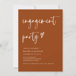 Rustic Modern Script Terracotta Engagement Party Invitation