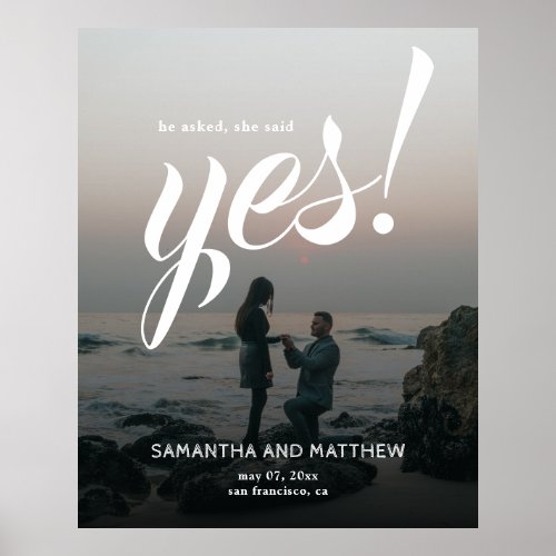 Rustic Modern She Said Yes Engagement Party Sign