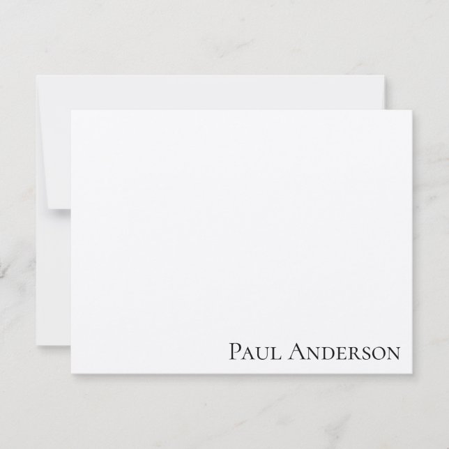 Rustic Modern Simple Men's Custom Name Stationery Note Card (Front)