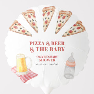 Rustic Modern Slice Pizza Beers Baby Shower Balloon