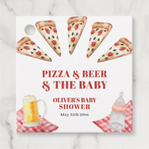Rustic Modern Slice Pizza Beers Baby Shower Favor Tags