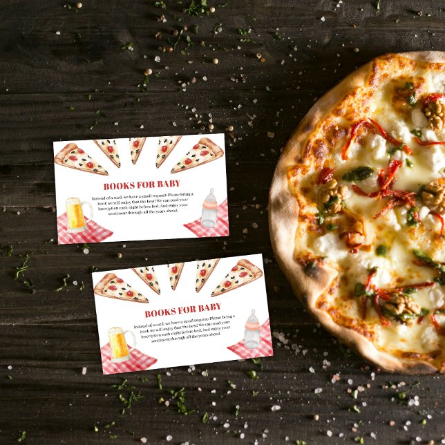 Rustic Modern Slice Pizza Beers Books Baby Shower Enclosure Card (Rustic Modern Sice Pizza Beers Books Baby Shower Enclosure Card)