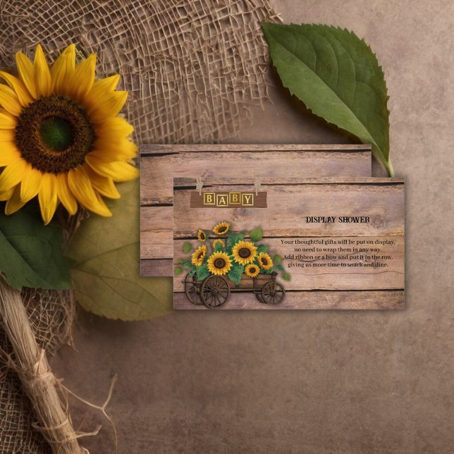Rustic Modern Sunflower Carriage Baby Shower Enclosure Card (Creator Uploaded)