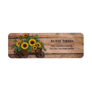 Rustic Modern Sunflower Carriage Baby Shower Label