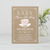 Rustic Modern Tea Party | Baby Shower Invitation (Standing Front)