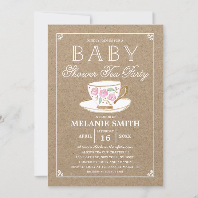 Rustic Modern Tea Party | Baby Shower Invitation (Front)
