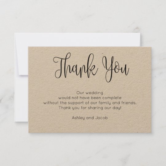 Rustic modern thank you card. Simple wedding kraft | Zazzle.com