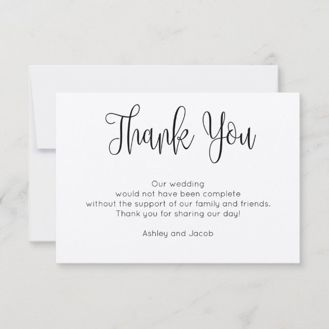 Rustic modern thank you card. Simple wedding kraft (Front)