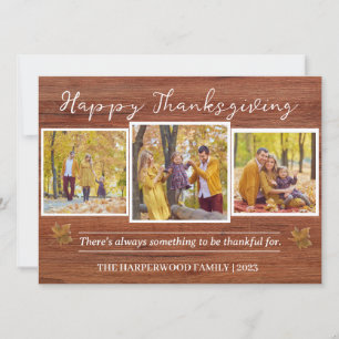 Rustic Modern thanksgiving family photo collage Holiday Card