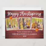 Rustic Modern thanksgiving family photo collage Holiday Card