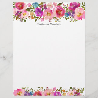 rustic, modern, trendy, floral, watercolor letterhead