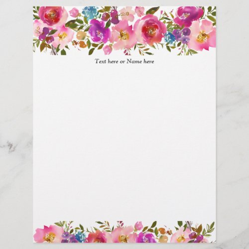 rustic modern trendy floral watercolor letterhead