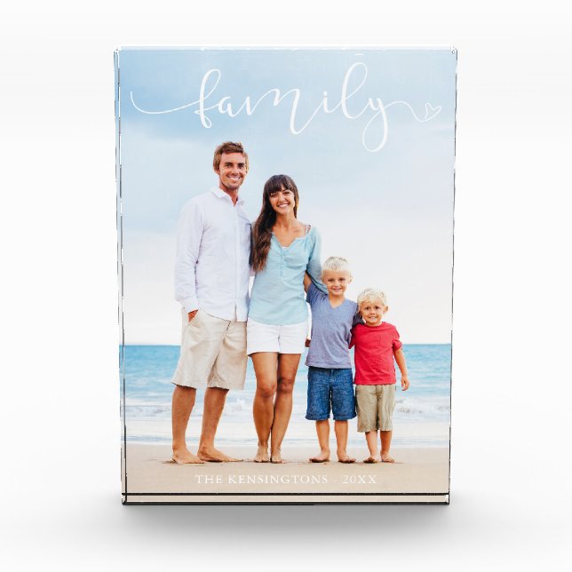 Rustic Modern Typography Family Photo Acrylic Award (Front)