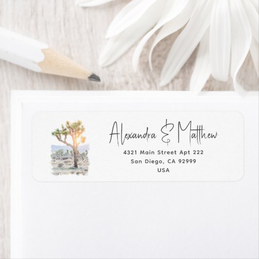 Joshua Tree Wedding: boho wedding address labels