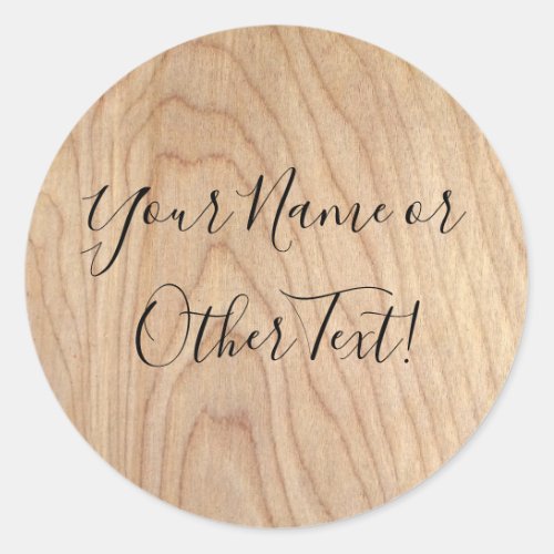 Rustic Modern Unfinished Wood Pattern Printed Classic Round Sticker