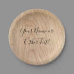 Rustic Modern Unfinished Wood Pattern Printed Paper Plates