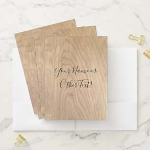 Rustic Modern Unfinished Wood Pattern Printed Pocket Folder