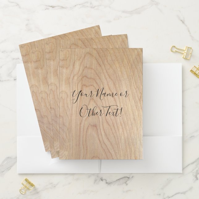 Rustic Modern Unfinished Wood Pattern Printed Pocket Folder (In Situ)
