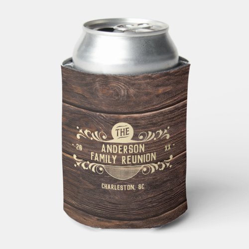 Rustic Modern Vintage Trendy Family Crest Reunion Can Cooler