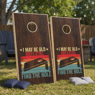 rustic modern vintage wood cornhole set