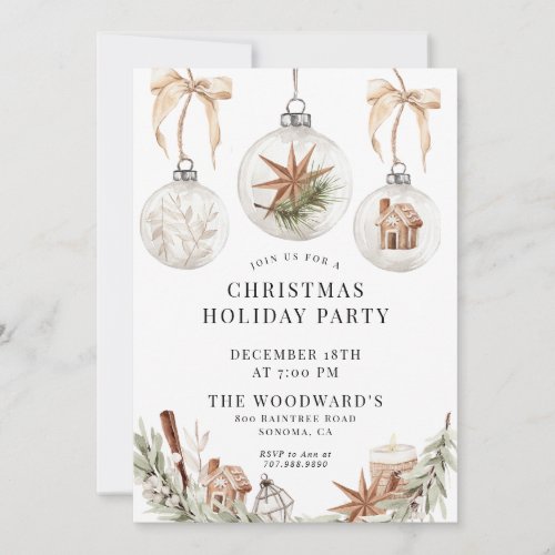 Rustic Modern Watercolor Christmas Holiday Party Invitation