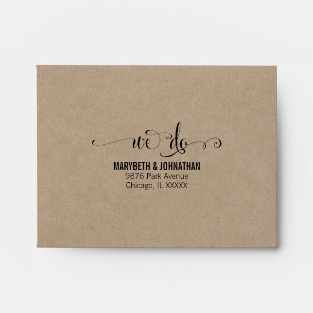 Rustic Modern We Do Kraft Wedding RSVP Envelope (Front)