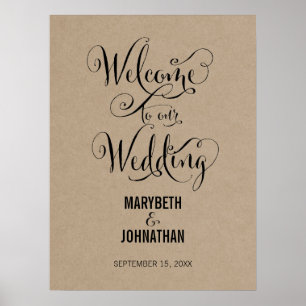 Rustic Modern We Do Script Wedding Welcome Poster