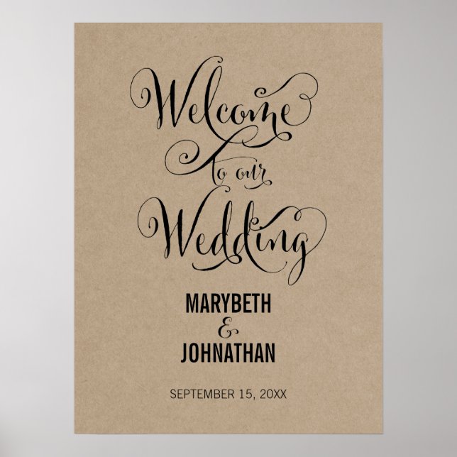 Rustic Modern We Do Script Wedding Welcome Poster (Front)