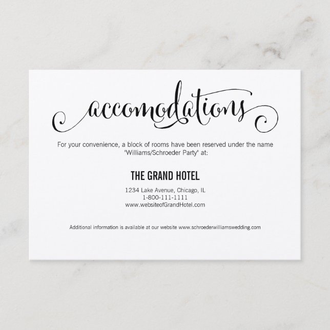 Rustic Modern We Do Wedding Accommodations Card (Front)
