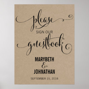 Rustic Modern We Do Wedding Guest Book Poster