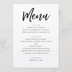 Rustic modern wedding. Country script calligraphy Menu