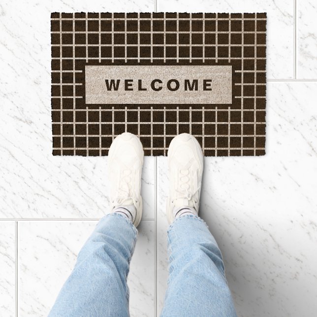 Rustic Modern Welcome 100% Natural Coir Coconut Fiber Doormat (Insitu)