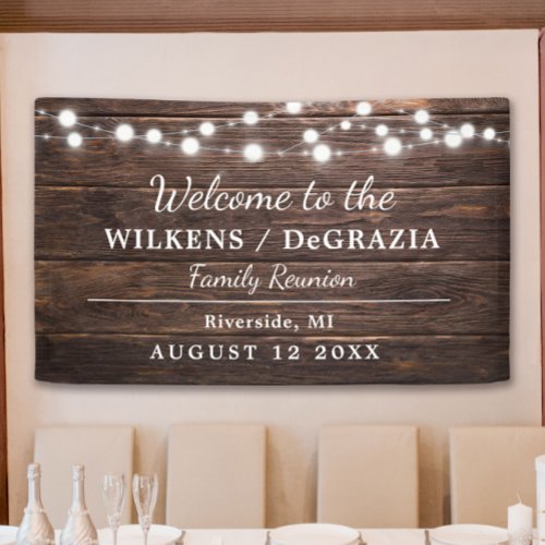 Rustic Modern Welcome Family Reunion String Lights Banner