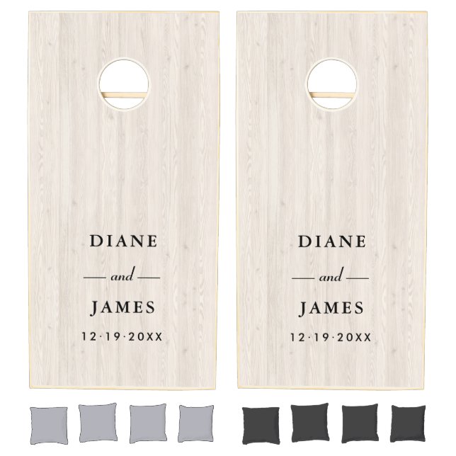 Rustic Modern White Washed Custom Wedding Monogram Cornhole Set (Set)