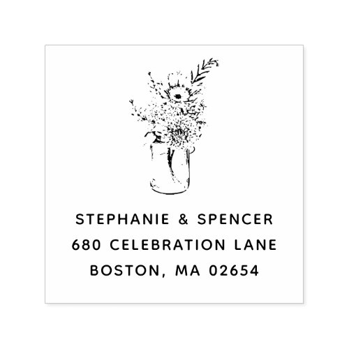 Rustic Modern Wildflower Mason Jar Wedding Address