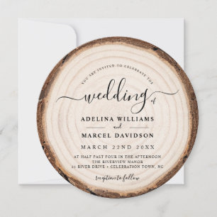 Rustic Modern Wood Natural Elegant Barn Wedding Invitation