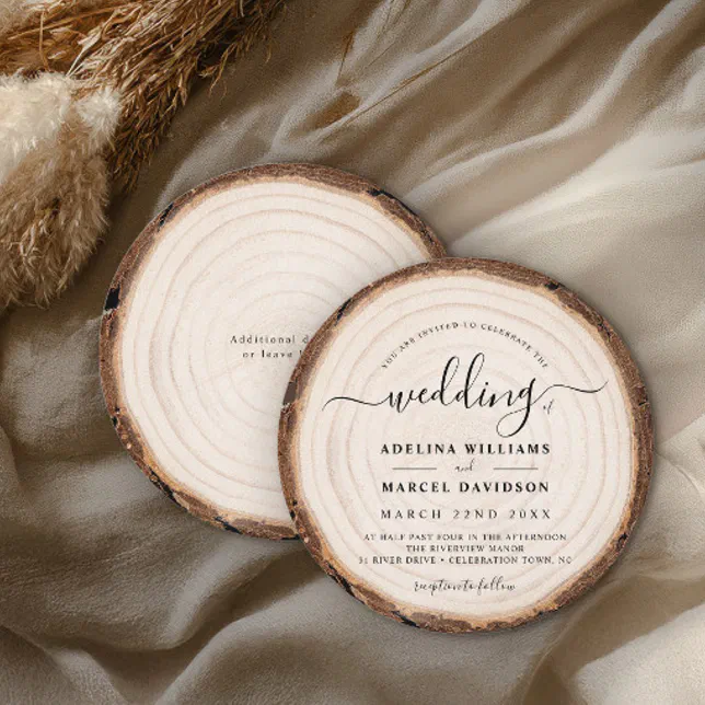 Rustic Modern Wood Natural Elegant Barn Wedding Invitation | Zazzle
