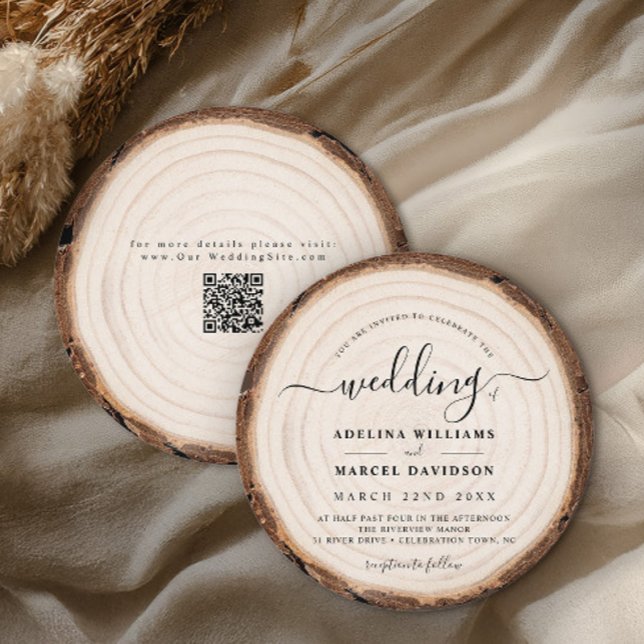 Rustic Modern Wood Natural Elegant Barn Wedding Invitation (Creator Uploaded)