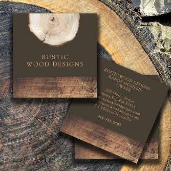 Rustic Modern Woodworker Carpenter Wood  Square Business Card by PersonOfInterest at Zazzle