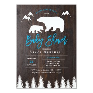 Rustic Mom and Baby Bear Baby Shower Invitation