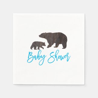 Rustic Mom and Baby Bear Baby Shower Napkin